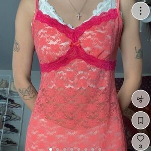pink sheer bow lace dress (brand George)